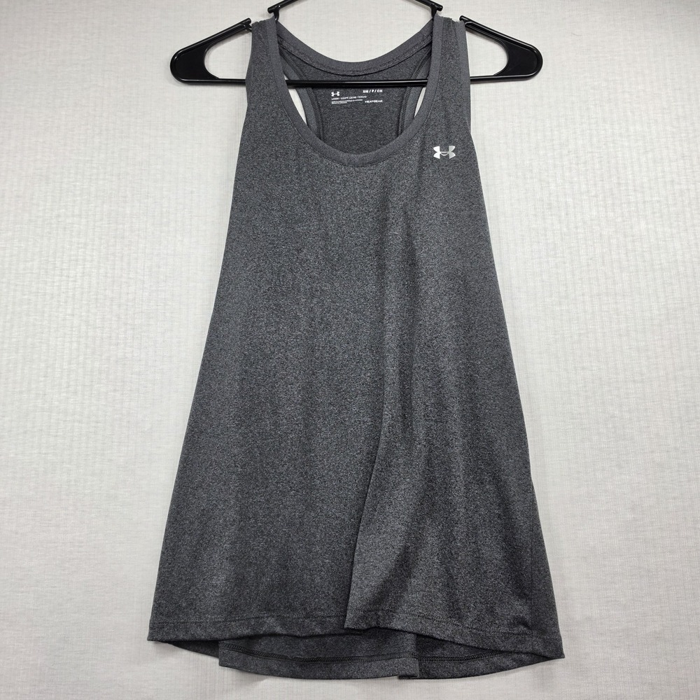 Under Armour Gray Heathered HeatGear Racerback Tank Top Size SM Athletic Sporty